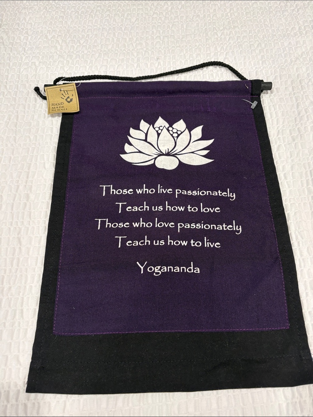 Yogananda Handmade Purple Wall Hanging
Measures 11” x 15”